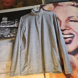 Eddie Bauer Light Gray Heather Quarter-Zip Pullover